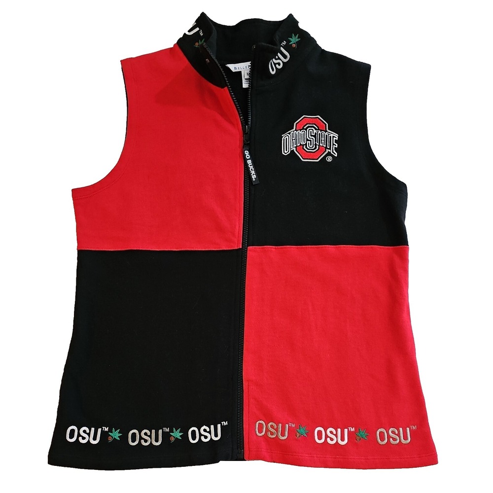 Bellepointe Ohio State OSU Buckeyes‎ Full Zip Vest size M red & Black block Logo